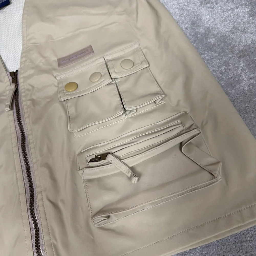 AquaSurf Sport Vest Mens XL Beige Utility Outdoor Multi Pocket Fishing Travel - Picture 2 of 6